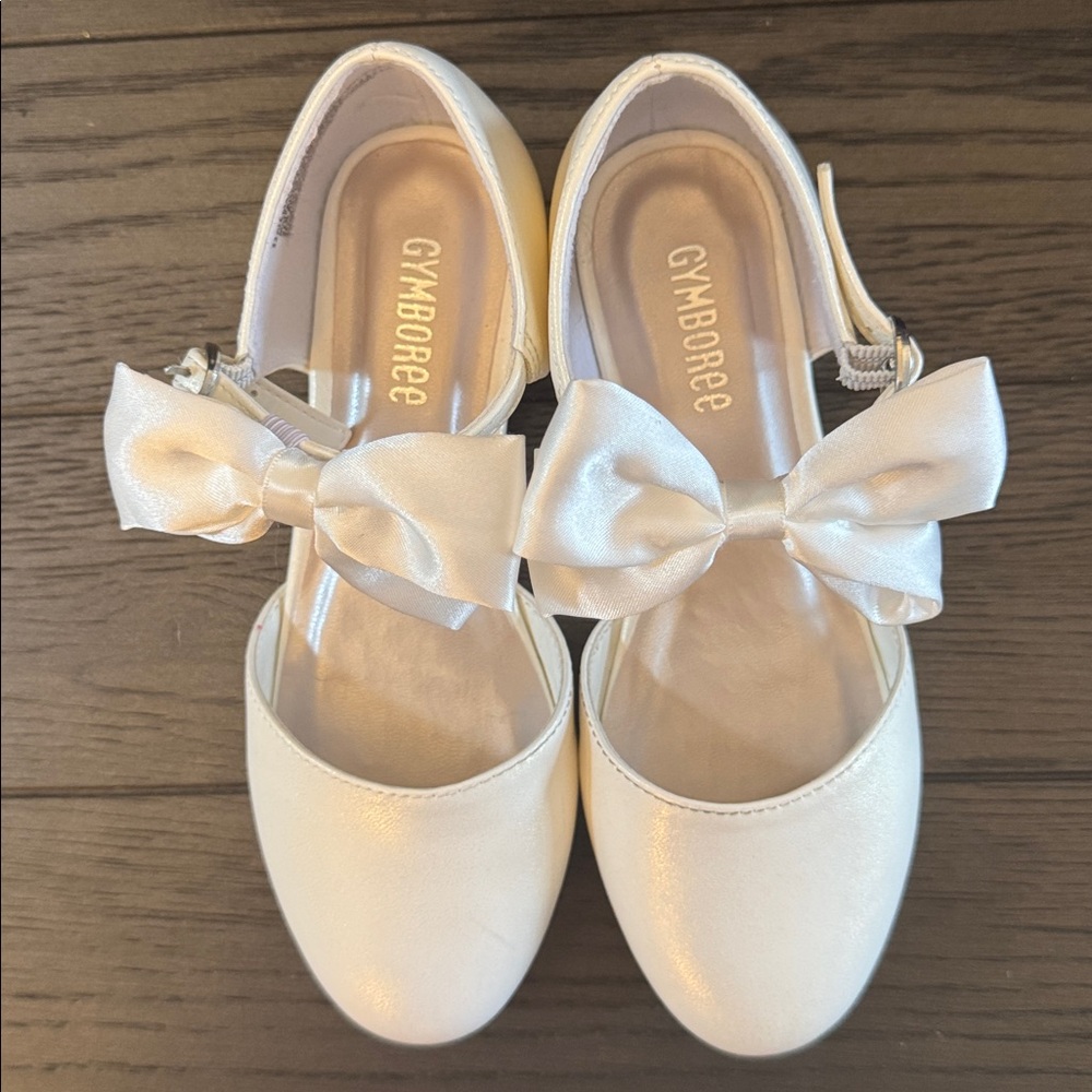 Ivory Satin Bow Dress Flats